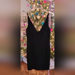 Tahari Black with gold straps dress. Size 4